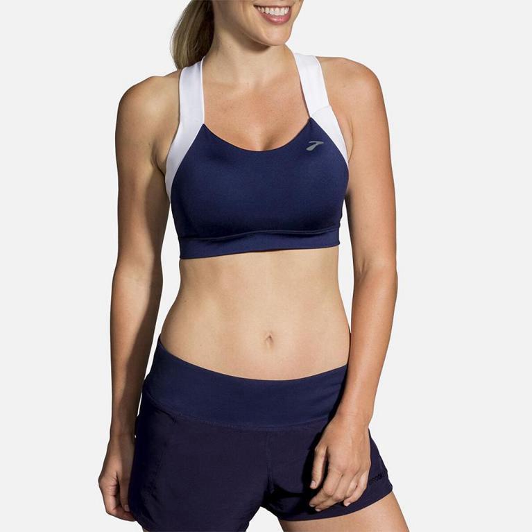 Brooks Uplift Crossback Running Bra - Women's - Blue (98534-CAFS)